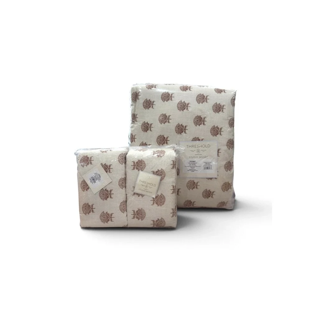 Full/Queen 3pc Lofty Slub Woodblock Floral Quilt Set - Threshold Studio McGee